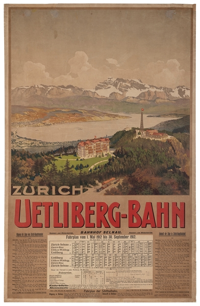  Zurich / Uetliberg - Bahn / Fahrplan Mai 1912 bis 30 Septem...