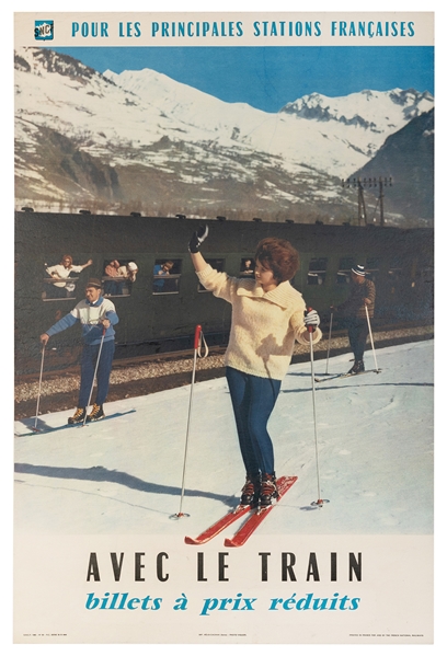  SNCF / Avec le Train / [Skiing]. 1962. French National Rail...