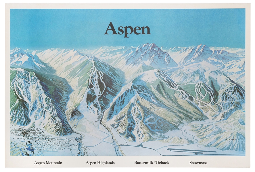 BROWN, Bill C. Aspen. Circa 1980. Color offset lithograph s...