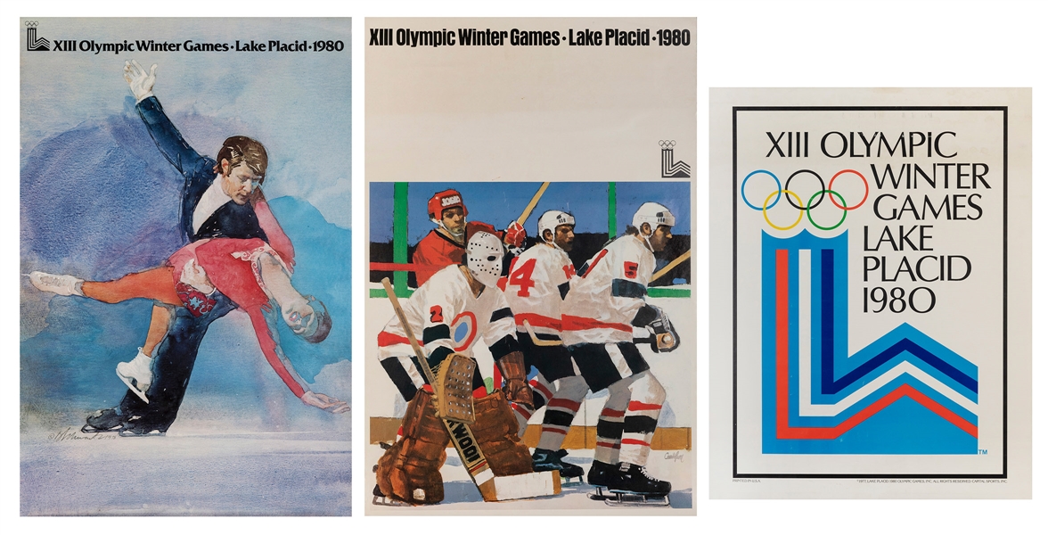  Trio of 1980 Winter Olympics posters. Three posters from th...