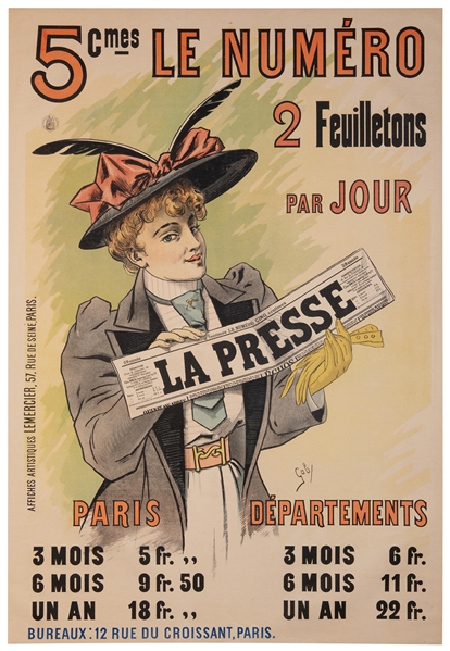  GABY. La Presse. Paris: Affiches Artistiques Lemercier, ca....