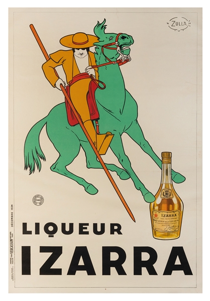  ZULLA. Liqueur Izarra. 1934. Paris: Vercasson. Lithograph a...