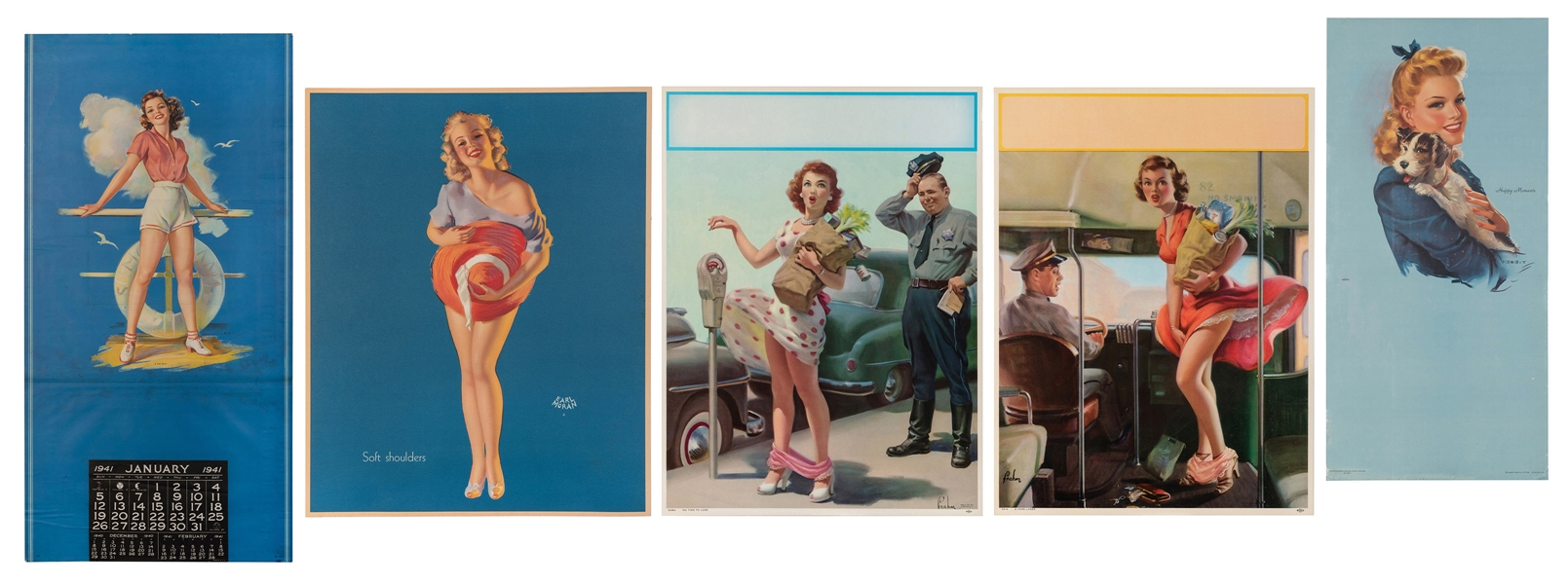  [PIN-UP] Lot of 5 pin-up posters. Including: MORAN, Earl. S...