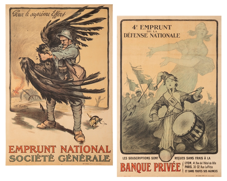  FALTER, Marcel (1866-?). Pair of World War I war bonds post...