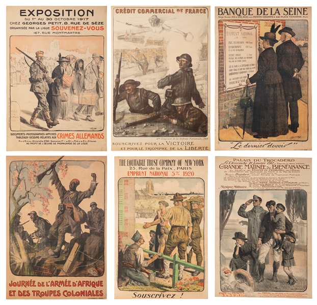  JONAS, Lucien (1880-1947). Group of 6 World War I posters. ...