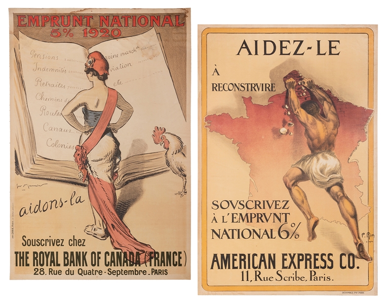  [WORLD WAR I] Pair of French war reconstruction posters. In...
