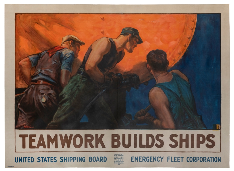  STEVENS, William Dodge (1870-1942). Teamwork Builds Ships. ...