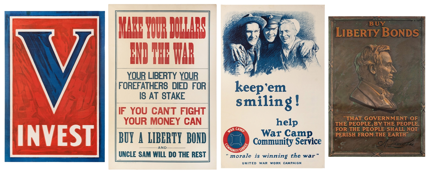  [WORLD WAR I] Lot of 4 American Liberty Loan and propaganda...