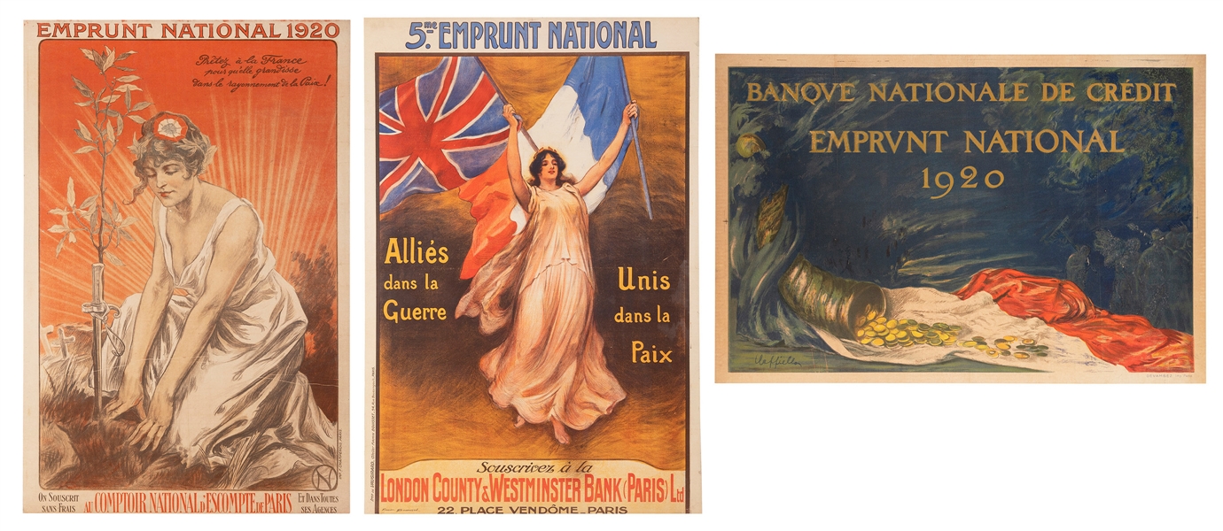  [WORLD WAR I] Trio of French war bonds posters. Including: ...