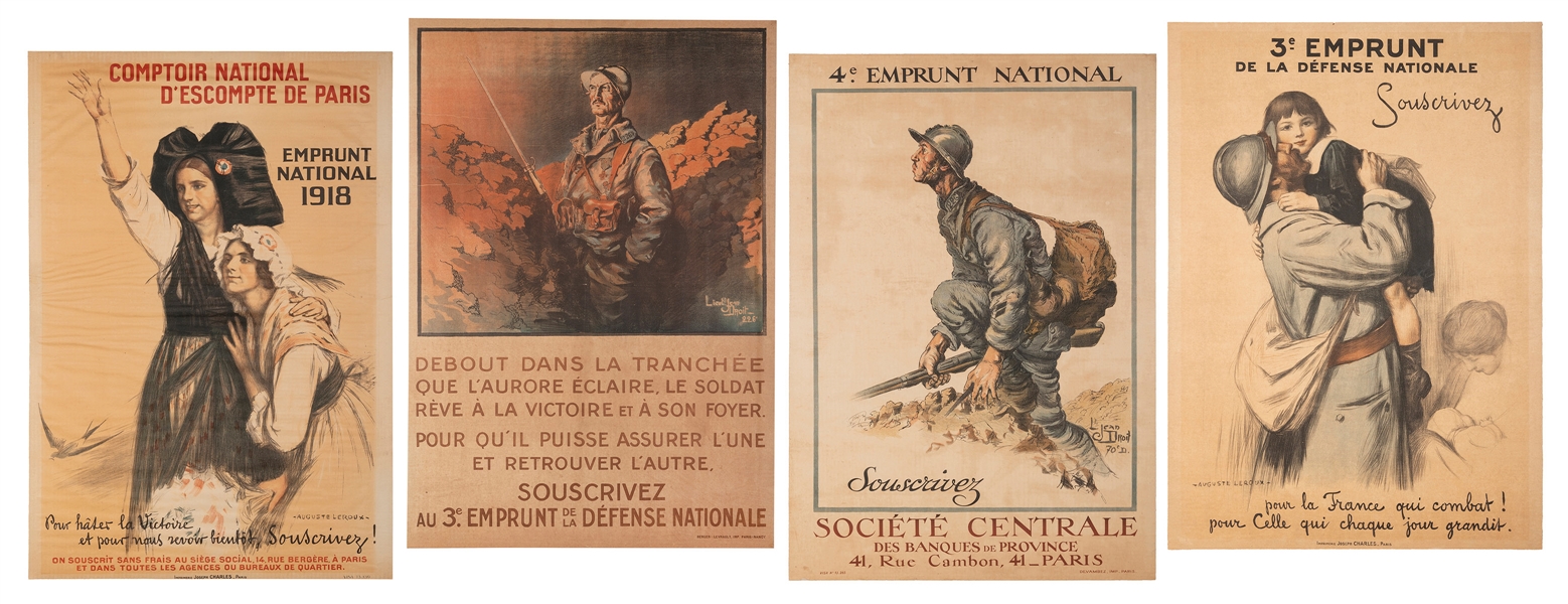  [WORLD WAR I] Group of 4 French war bonds posters. Includin...