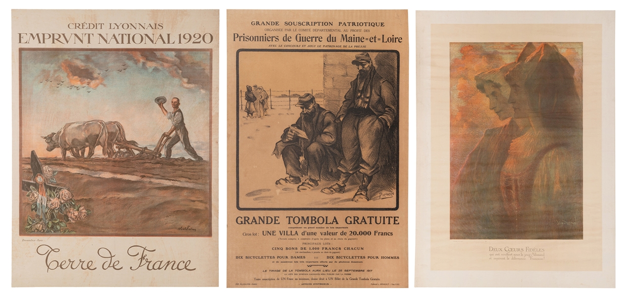  [WORLD WAR I] Trio of French posters. Lithographs. Includin...