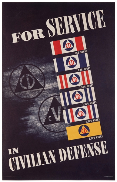  BATES. For Service in Civilian Defense. 1943. U.S. Governme...