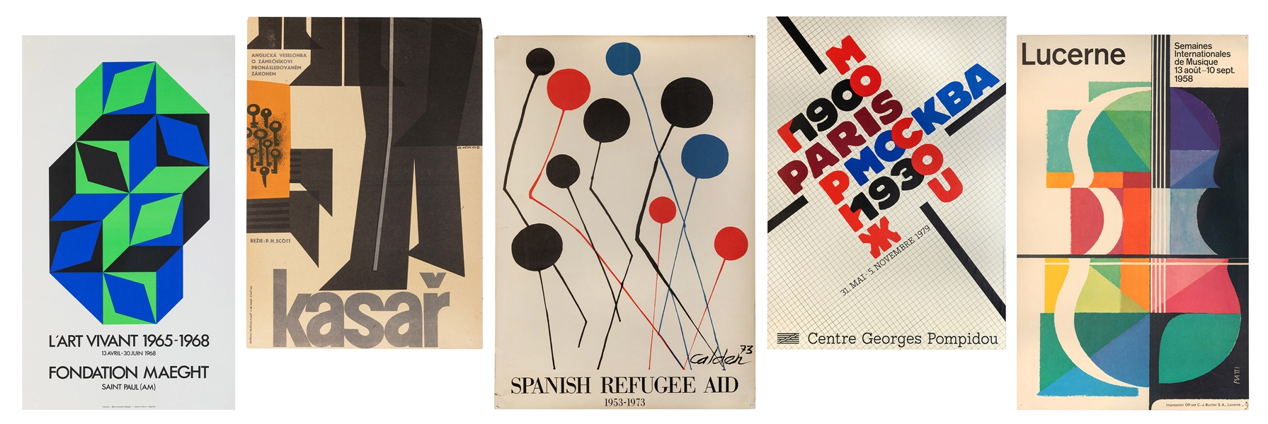  A group of 4 art exhibition posters. Includes the Paris-Mos...