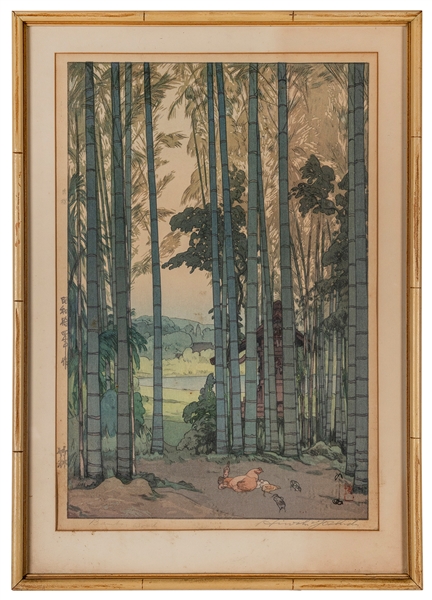  YOSHIDA, Hiroshi (1876-1950). Bamboo Wood. 1939. Oban yoko-...
