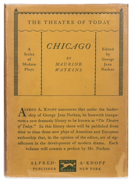  WATKINS, Maurine (1896-1969). Chicago. New York: Alfred A. ...