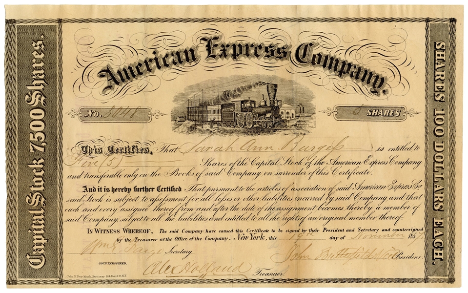  [STOCKS]. American Express stock certificate for 5 shares i...