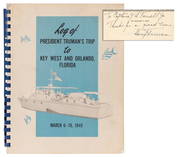  [TRUMAN, Harry S. (1884–1972)]. Log of President Truman’s T...