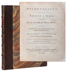  CAPPER, James. Observations of the Passage to India, throug...
