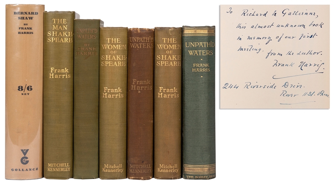  HARRIS, Frank (1856–1931). A group of 7 titles, including: ...