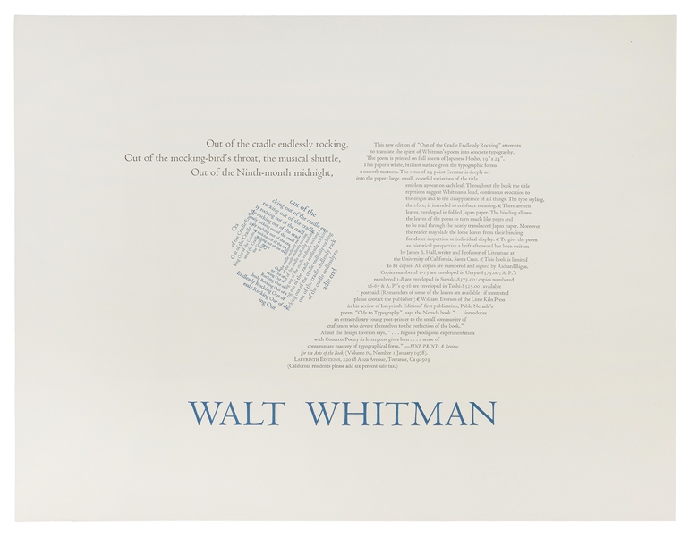  [WHITMAN, Walt]. Out of the Cradle Endlessly Rocking [Broad...