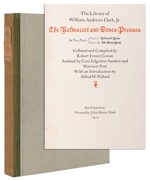  COWAN, Robert Ernest. The Library of William Andrews Clark,...