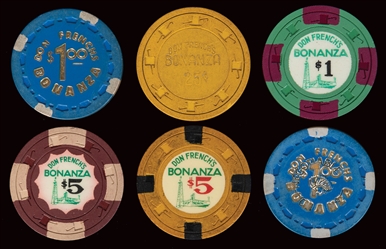  Don French’s Bonanza Casino Chip Lot (6). Including 3rd iss...