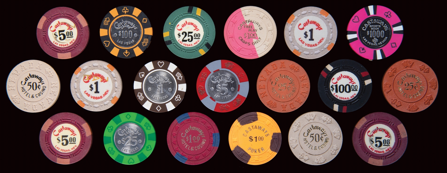  Castaways Las Vegas Casino Chip Lot (19). Includes 1st issu...