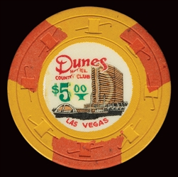  Dunes Casino Las Vegas $5 Casino Chip. 8th issue. R-8.