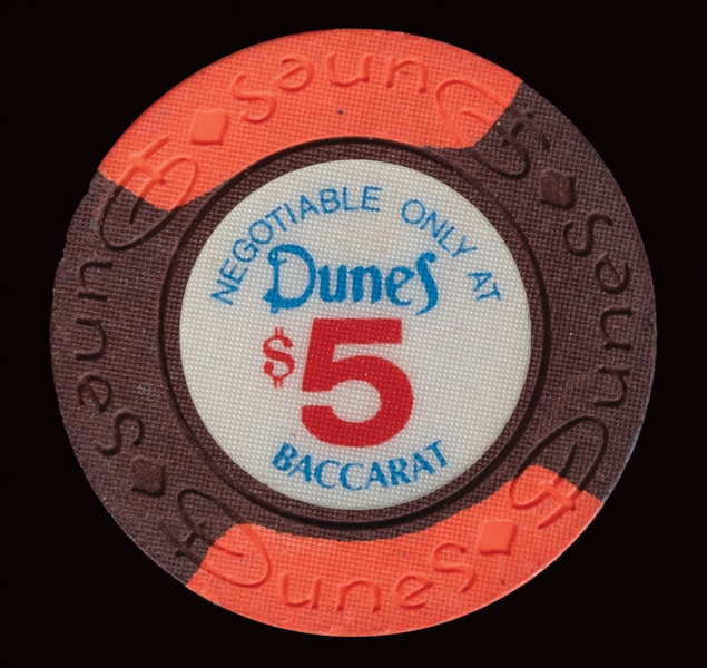 Dunes Casino Las Vegas $5 Baccarat Chip. 11th issue. Brown ...