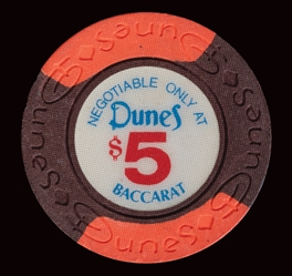  Dunes Casino Las Vegas $5 Baccarat Chip. 11th issue. Brown ...