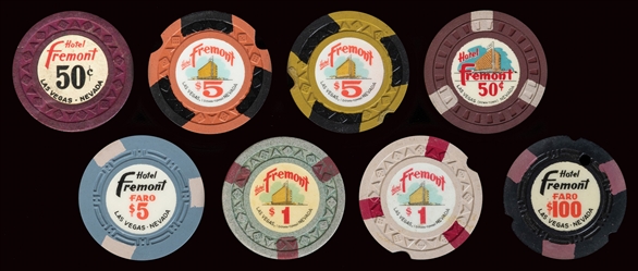  Hotel Fremont Las Vegas Casino Chip Lot (8). Including: (2)...