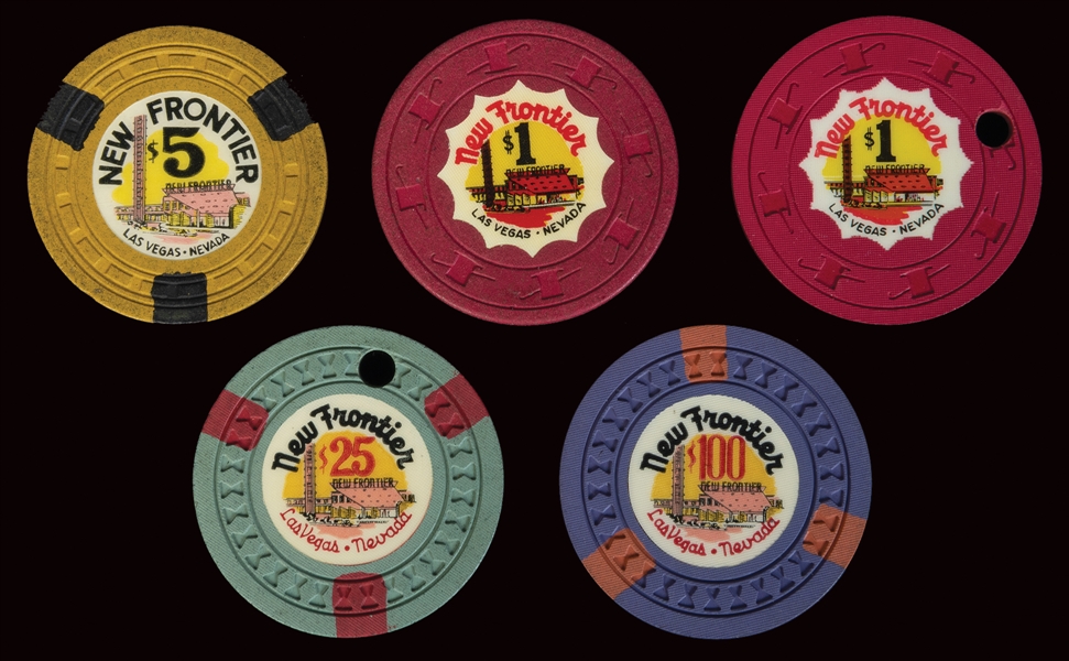  New Frontier Las Vegas Casino Chip Lot (5). Including (2) $...