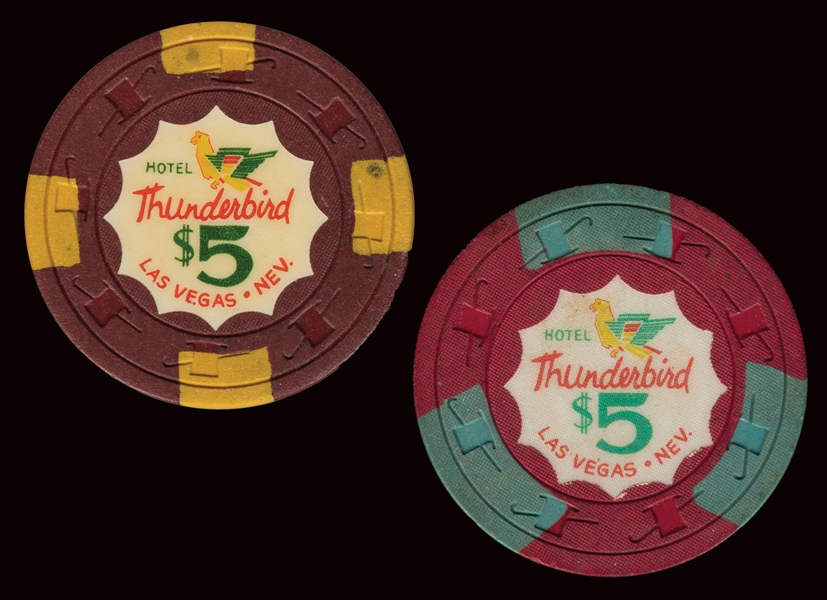  Hotel Thunderbird Las Vegas $5 Casino Chips (2). Includes t...
