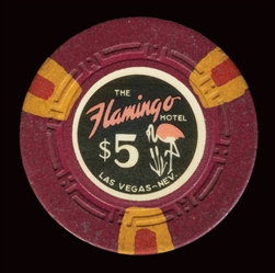  Flamingo Las Vegas $5 Casino Chip. 7th issue. R-8. HCE mold...