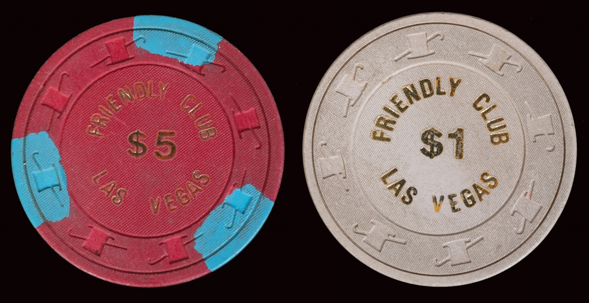  Friendly Club Las Vegas $5 Casino Chip. 1st issue. R-9. Als...