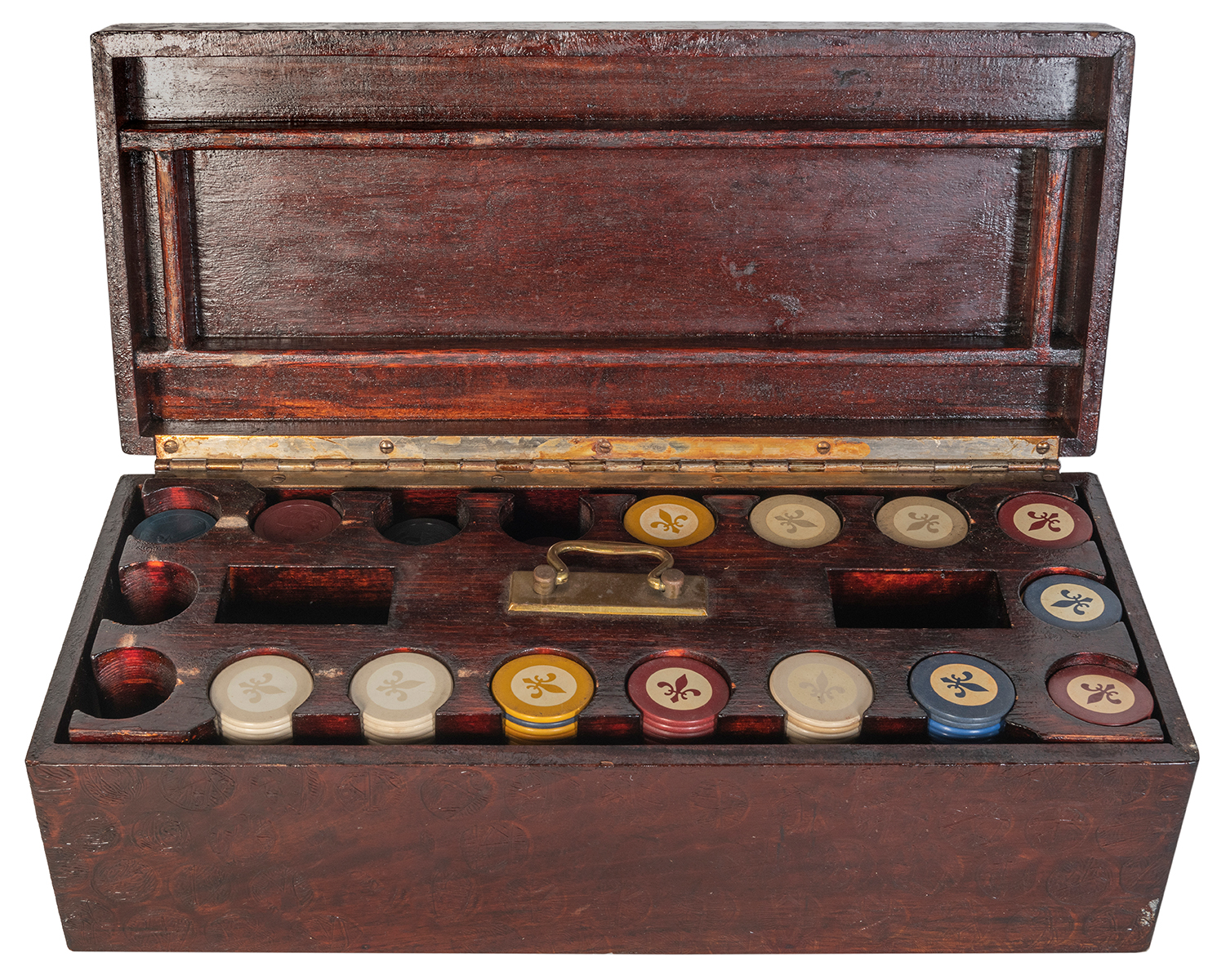 Lot Detail - A Cased Set of Inlaid Fleur-de-Lis and Other Poker Chips. E...