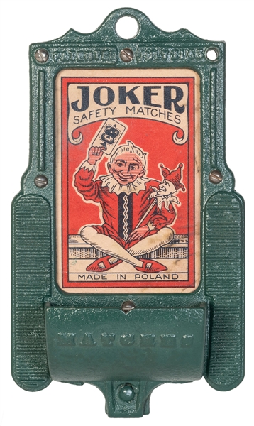  Wall Mount “Joker Safety Matches” Cast Iron Match Holder. P...