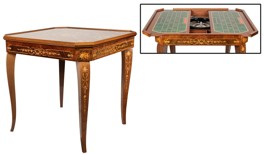  Inlaid gaming table with multiple game boards. 20th century...