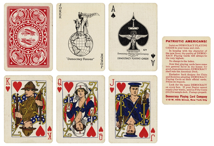  [WORLD WAR I]. Democracy Playing Card Co. Playing Cards. Ne...