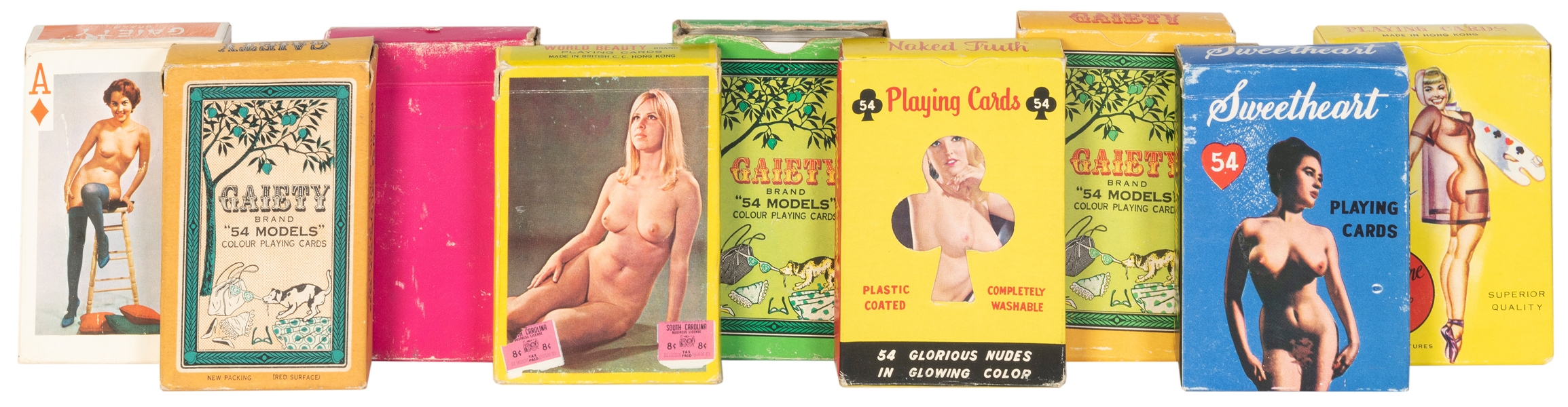  [PIN-UP]. Nine vintage pin-up decks of playing cards. Hong ...