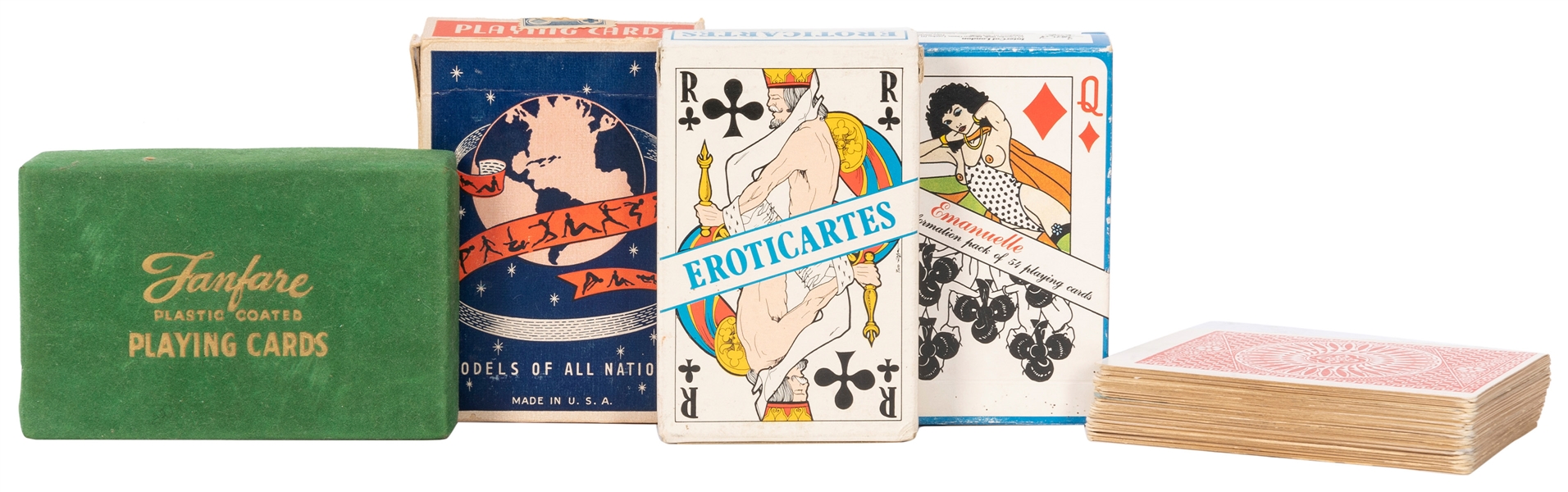  [EROTICA/PIN-UP]. Lot of 5 decks of playing cards. Includin...