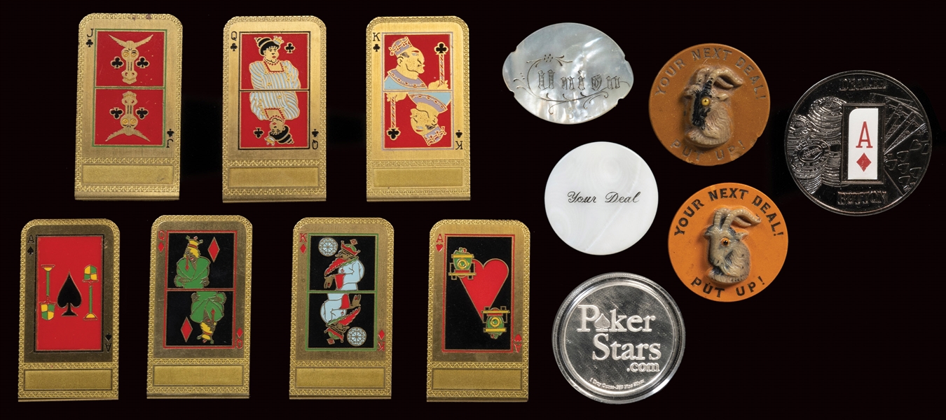  Thirteen Dealer Buttons and Card Playing Markers. Includes ...