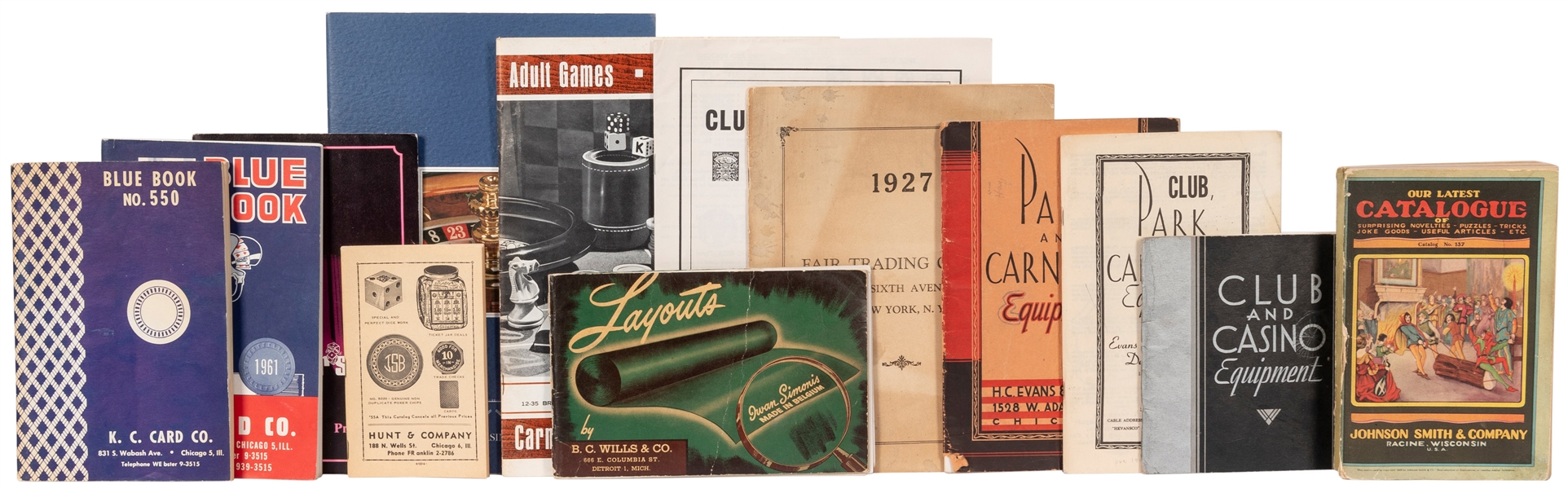 [CATALOGS]. A large group of game and gambling catalogs. Ap...