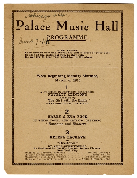  Houdini, Harry (Ehrich Weisz). Houdini Palace Music Hall Pr...