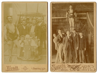  [STRONGMAN]. BLONDELL, Harry. Two cabinet card photographs....
