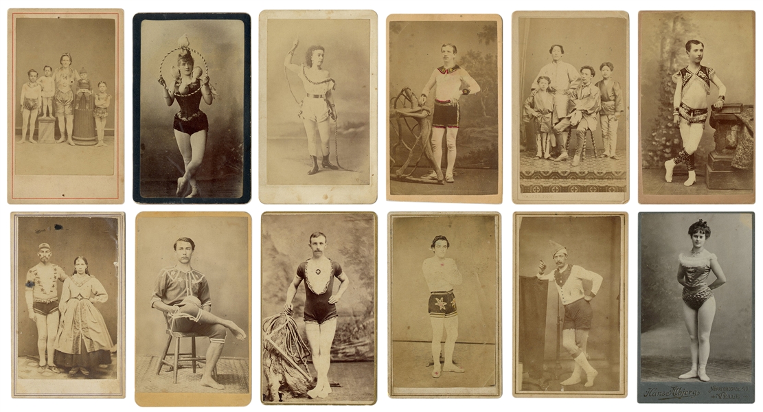  [CIRCUS]. A dozen CDV photographs of circus and theatrical ...