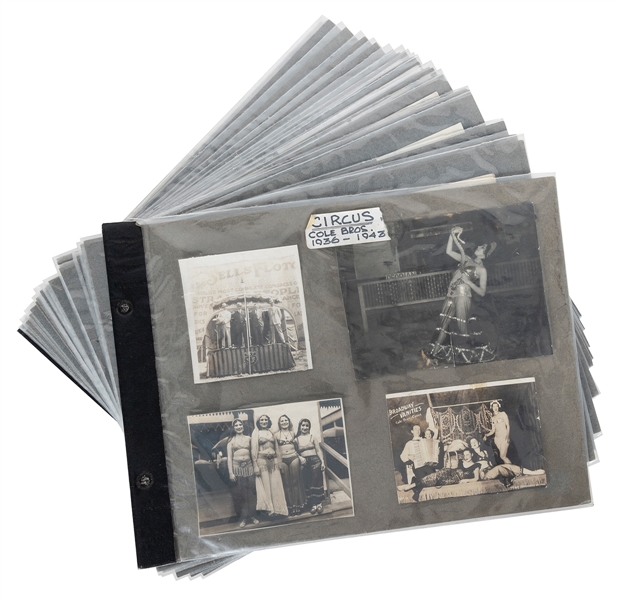  [CIRCUS]. A scrapbook of circus dancers and “side show girl...