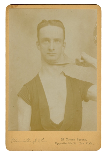  “Rubber-Skin Man” cabinet photo. New York: Obermuller & Son...