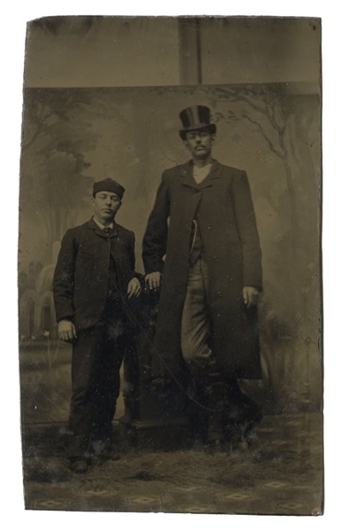  [EARLY PHOTOGRAPHY]. Tintype of a circus giant. Circa 1860s...