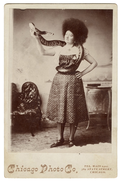  [SNAKE CHARMER]. ZINGARA, Ada. Cabinet card portrait. Chica...